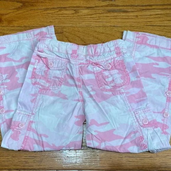 Faded Glory ❤️ Girl Pink & White Cotton Belt Looped Pant ms - Size 5 (PRE-LOVED) - Picture 3 of 8